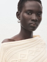 Mango Cream Cable Off Shoulder Knitted Jumper - Image 4 of 6