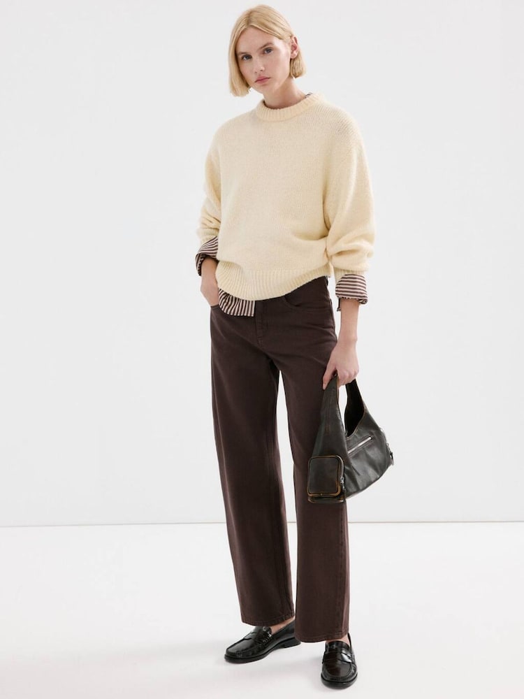 Mango Brown High Waisted Barrel Leg Jeans - Image 1 of 6