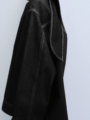 Mango Black Denim Tie Neck Detail Top - Image 4 of 6