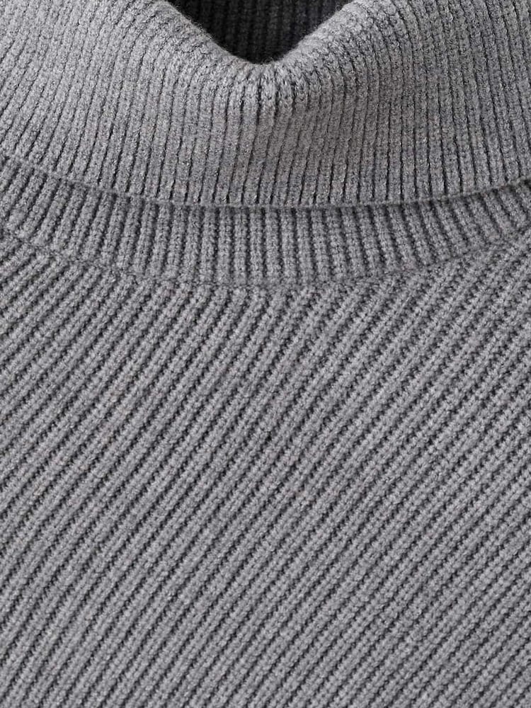 Mango Grey Roll Neck asymmetric Hem Jumper - Image 10 of 10