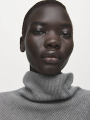 Mango Grey Roll Neck asymmetric Hem Jumper - Image 4 of 6