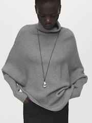 Mango Grey Roll Neck asymmetric Hem Jumper - Image 7 of 10