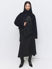 Mango Navy Wool Blend Funnel Neck Coat - Image 2 of 7