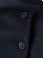 Mango Navy Wool Blend Funnel Neck Coat - Image 8 of 8