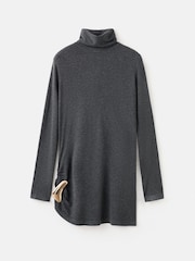 Mango Grey Roll Neck Gold Detail Longline Jumper - Image 11 of 12