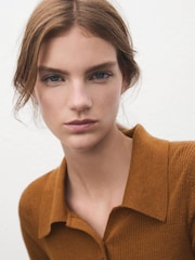 Mango Brown Knitted Polo Jumper - Image 5 of 6