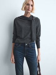 Mango Dark Blue Mid Rise Flare Jeans - Image 4 of 6