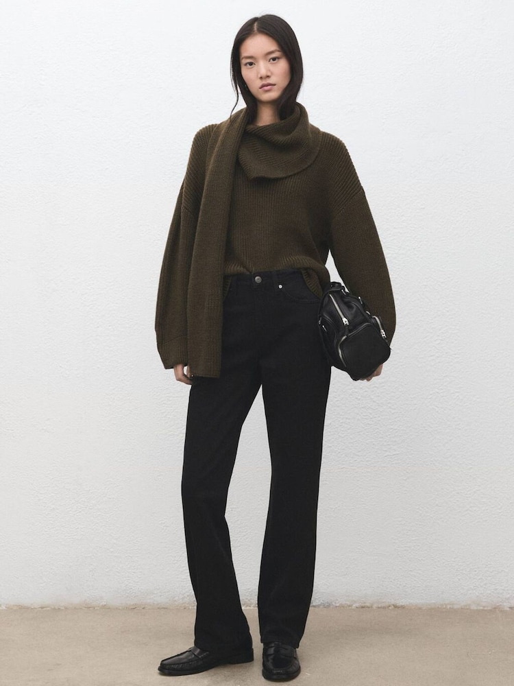 Mango Black Mid Rise Straight Fit Jeans - Image 1 of 7 Mango Black Mid Rise Straight Fit Jeans - Image 1 of 7