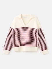 Mango White V-Neck Stripe Jumper - Image 4 of 5