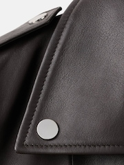 Mango Brown Leather Biker Jacket - Image 7 of 7