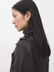 Mango Brown Leather Biker Jacket - Image 9 of 11