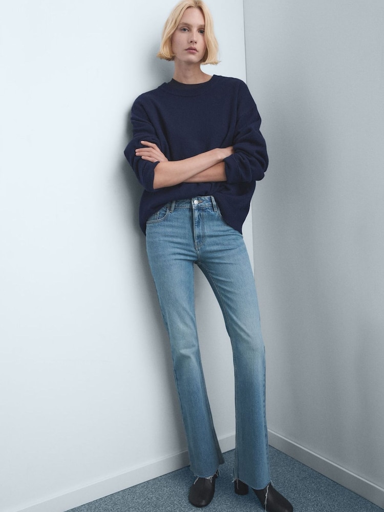 Mango Light Blue Mid Rise Flare Jeans - Image 1 of 6 Mango Light Blue Mid Rise Flare Jeans - Image 1 of 6