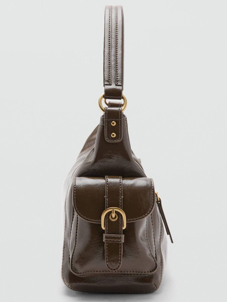 Mango Green Leather Look Shoulder Bag - Image 2 of 3 Mango Green Leather Look Shoulder Bag - Image 2 of 3