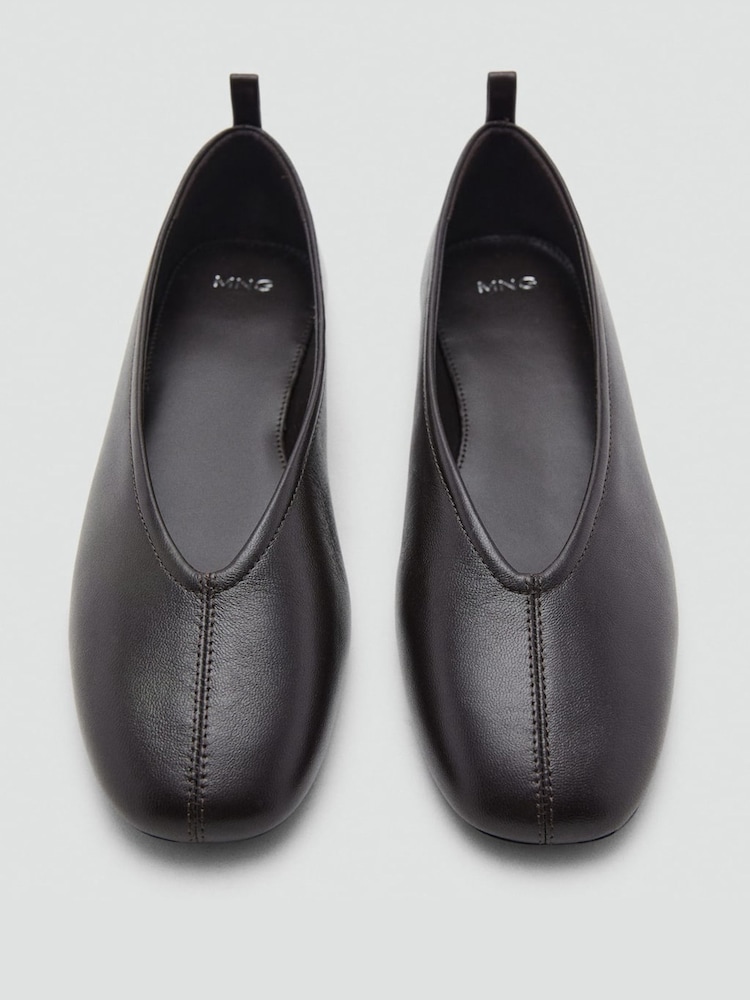 Mango Brown Leather Detail Ballet Flats - Image 3 of 3