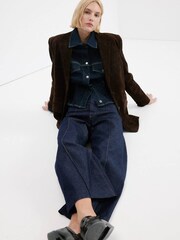 Mango Blue Wide Leg Seam Detail Jeans - Image 3 of 7