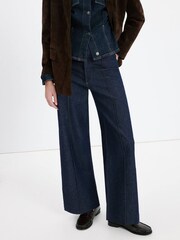 Mango Blue Wide Leg Seam Detail Jeans - Image 4 of 7