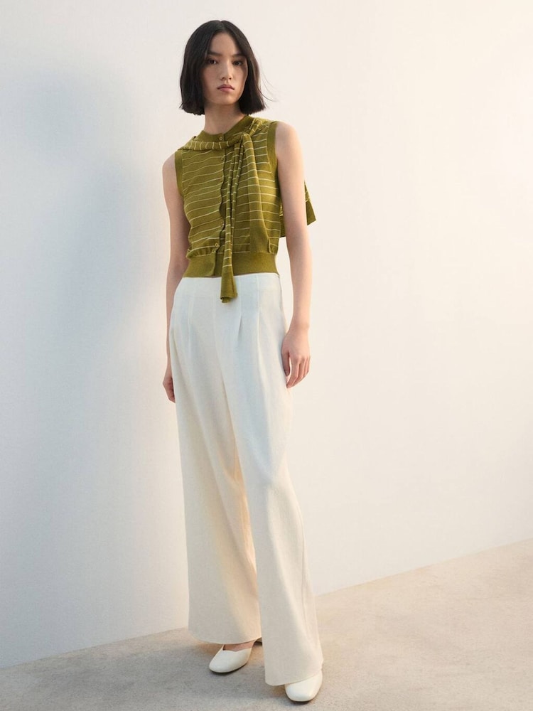 Mango Green Stripe Jumper Overlay Waistcoat - Image 1 of 6