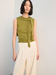 Mango Green Stripe Jumper Overlay Waistcoat - Image 2 of 6