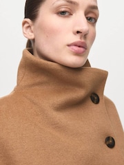 Mango Brown Wool Blend Funnel Neck Coat - Image 8 of 10