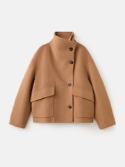 Mango Brown Wool Blend Funnel Neck Coat - Image 9 of 10