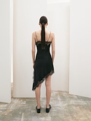 Mango Black Longline Cami Lace Satin Top - Image 3 of 6