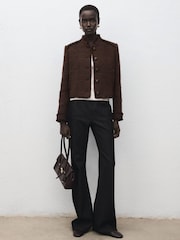 Mango Brown Military Boucle Jacket - Image 1 of 6