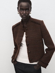 Mango Brown Military Boucle Jacket - Image 2 of 6