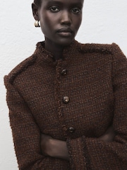 Mango Brown Military Boucle Jacket - Image 3 of 6