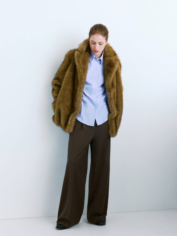 Mango Brown Wide Leg Tailored Trousers - Image 1 of 6