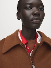 Mango Brown Wool Blend Zip Jacket - Image 4 of 6