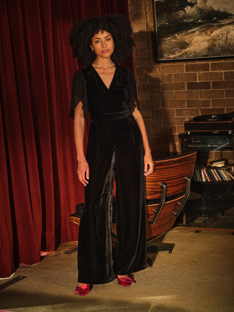 FatFace Black Opal Velvet Jumpsuit - Image 1 of 6 FatFace Black Opal Velvet Jumpsuit - Image 1 of 6