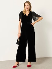 FatFace Black Opal Velvet Jumpsuit - Image 2 of 6