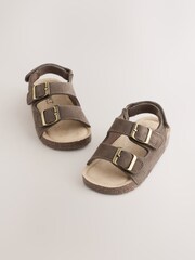 Chocolate Brown Corkbed Double Two Strap Sandals - Image 1 of 5