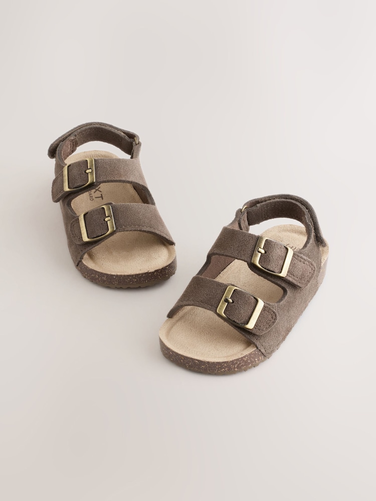 Chocolate Brown Corkbed Double Two Strap Sandals - Image 1 of 5