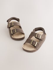Chocolate Brown Corkbed Double Two Strap Sandals - Image 1 of 5