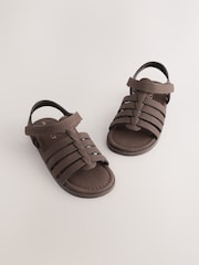 Čokoládově hnědá - Ankle Strap Sandals with Touch Fastening - Obrázek 1 z 5