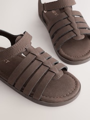 Čokoládově hnědá - Ankle Strap Sandals with Touch Fastening - Obrázek 3 z 5