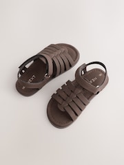 Čokoládově hnědá - Ankle Strap Sandals with Touch Fastening - Obrázek 5 z 5