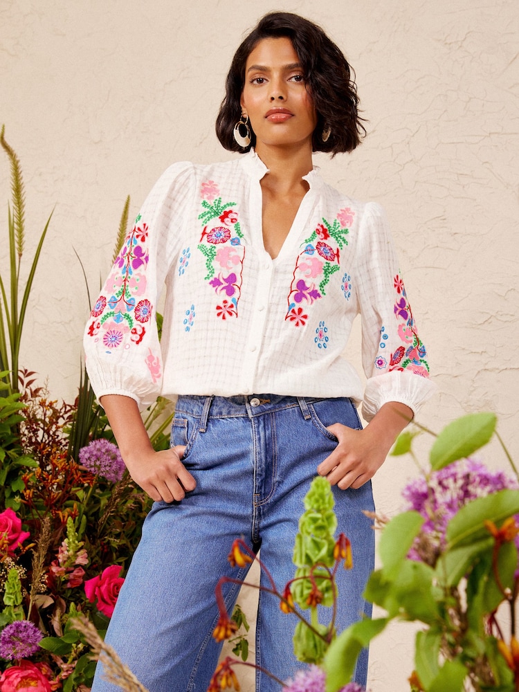 Love & Roses X V&A Ivory Mirror Embroidered Blouse - Image 5 of 5