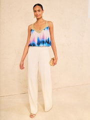 Love & Roses Bedrucktes Trägertop mit V-Ausschnitt und Pailletten - Bild 3 von 4