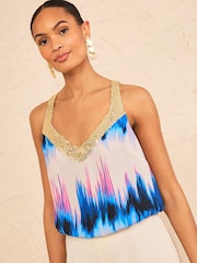 Love & Roses Bedrucktes Trägertop mit V-Ausschnitt und Pailletten - Bild 4 von 4