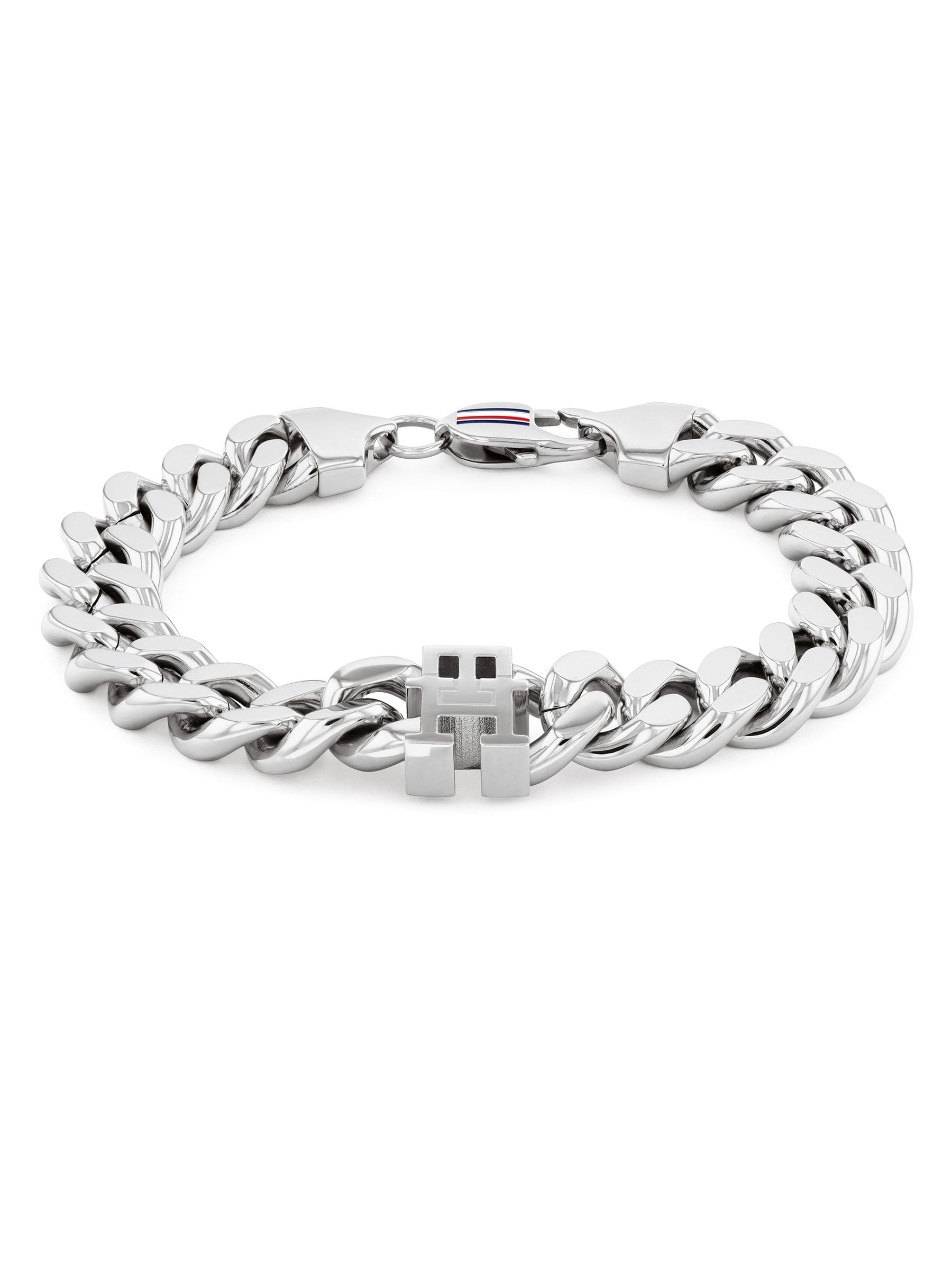 Tommy Hilfiger Men's Silver Tone Th85 Stainless Steel Curb Chain Bracelet - Image 1