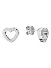 Tommy Hilfiger Silver Tone Stainless Steel Heart Stud Earrings - Image 1 of 2