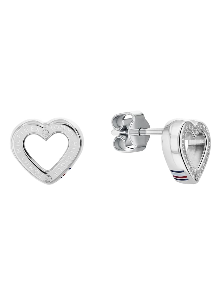 Tommy Hilfiger Silver Tone Stainless Steel Heart Stud Earrings - Image 1 of 2