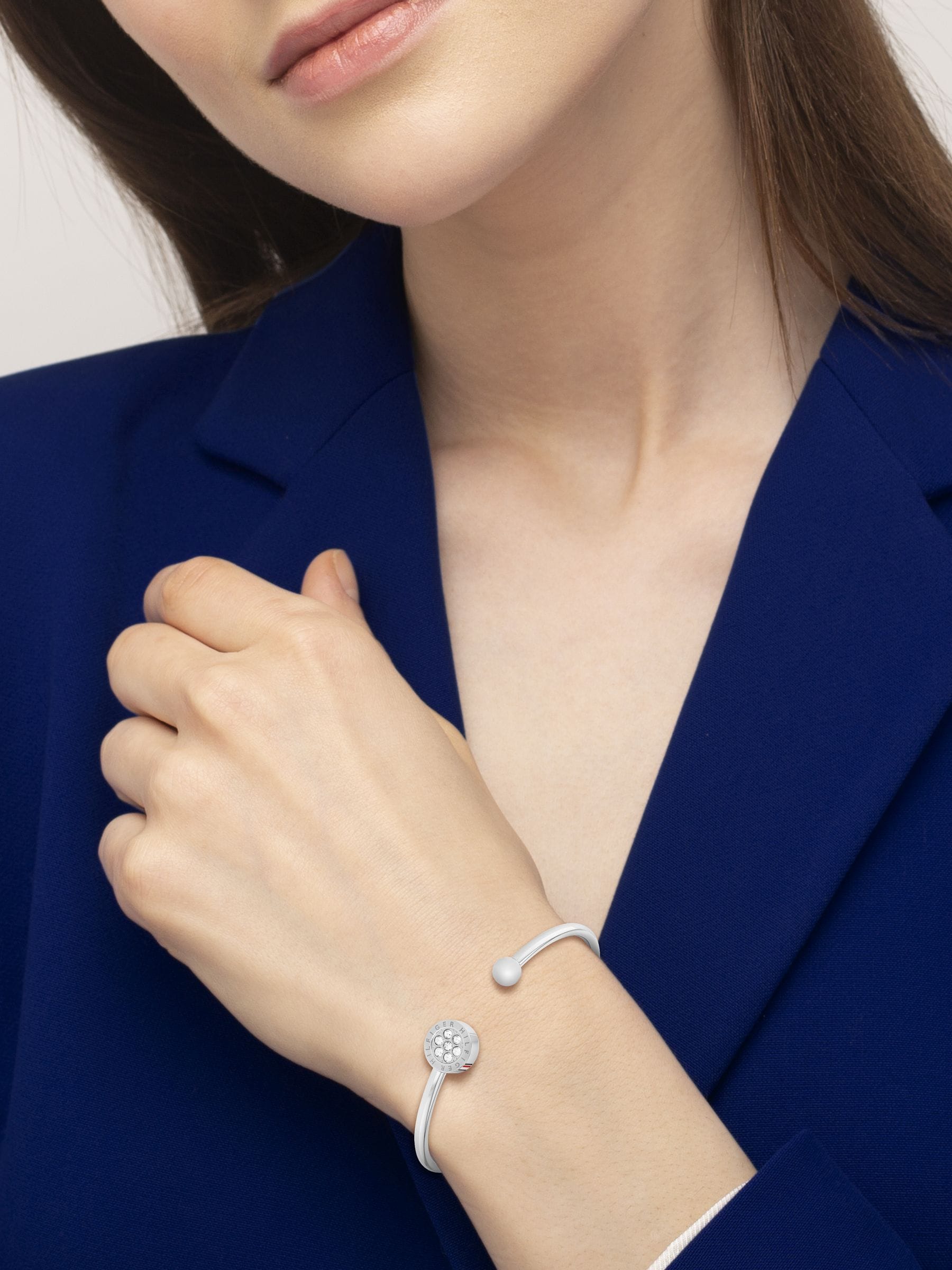 Tommy Hilfiger Stainless Steel Crystal Disc Bangle - Image 3