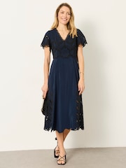 FatFace Maya Navy Lace Dress - Image 1 of 6