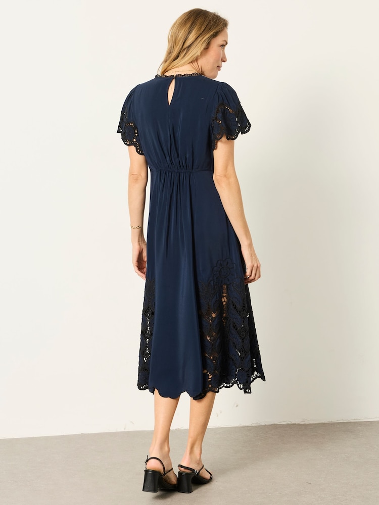 FatFace Maya Navy Lace Dress - Image 2 of 6 FatFace Maya Navy Lace Dress - Image 2 of 6