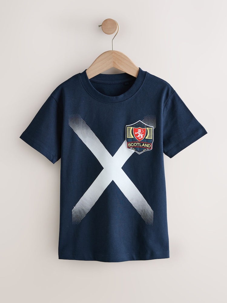 ネイビーブルー Scotland - サッカーグラフィック Tシャツ（3～16 歳） - 画像 1 / 4