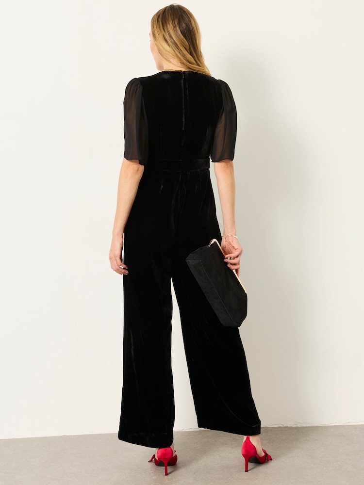 FatFace Black Petite Opal Velvet Jumpsuit - Image 2 of 5 FatFace Black Petite Opal Velvet Jumpsuit - Image 2 of 5
