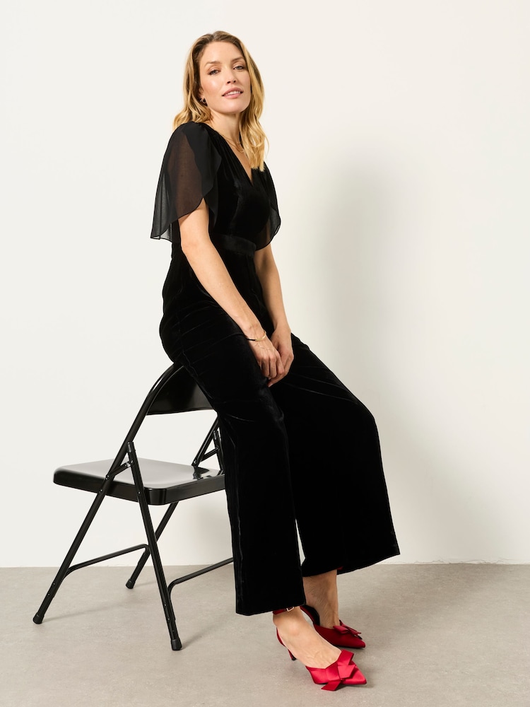 FatFace Black Petite Opal Velvet Jumpsuit - Image 5 of 5 FatFace Black Petite Opal Velvet Jumpsuit - Image 5 of 5